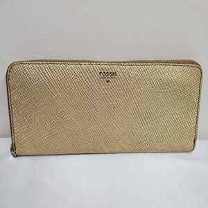 Fossil Gold Zip-Around Wallet